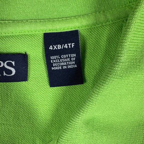 Chaps 4XB Big & Tall Striped Polo Shirt Green Cotton Classic Fit - Picture 3 of 8